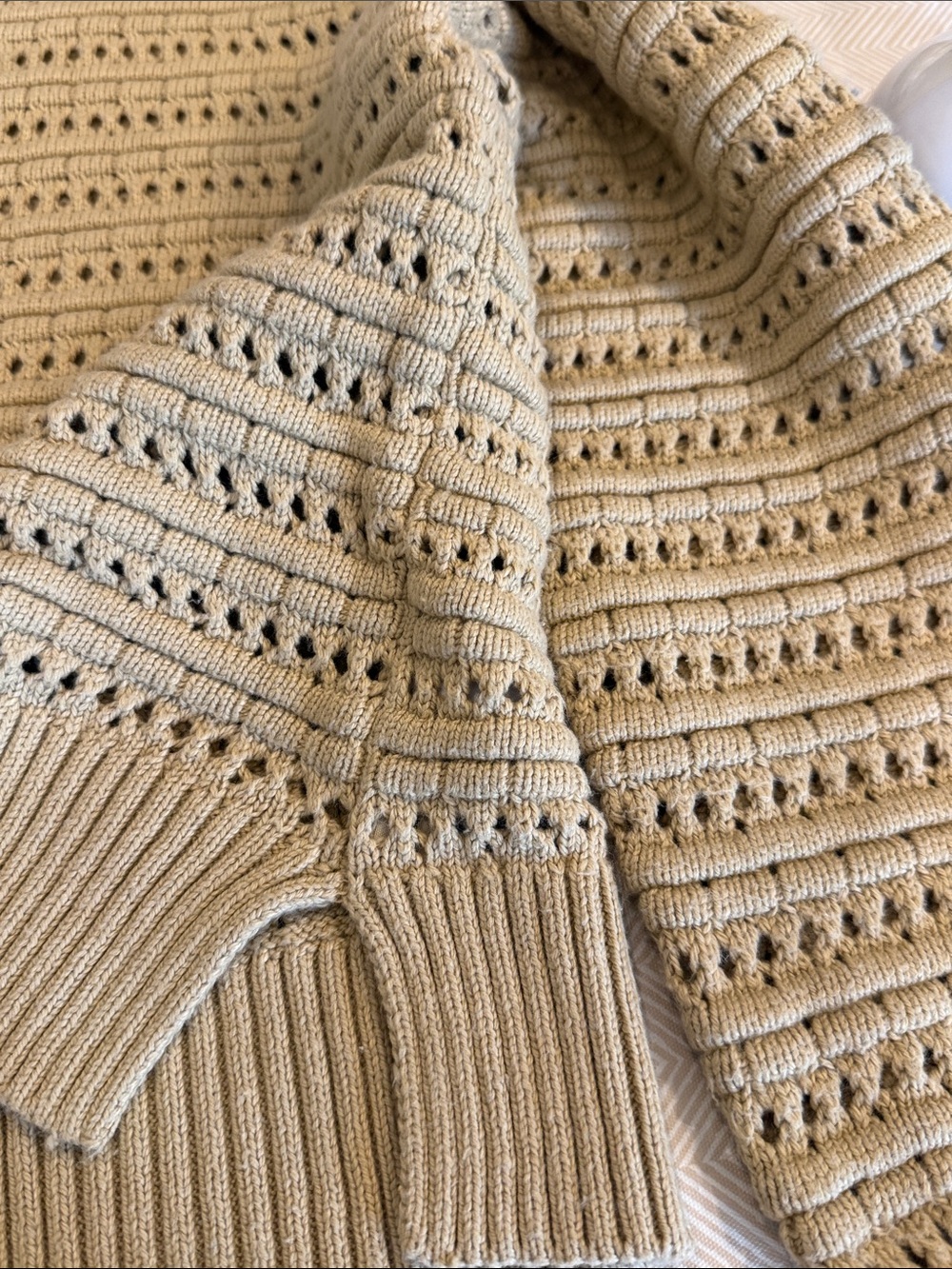 Mint - Madewell Tanfield Open-Knit Button Cardigan in Tan ( sz sm) - Picture 5 of 5